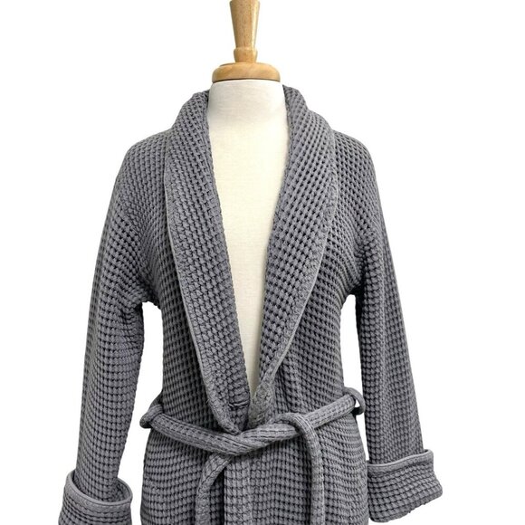 Brooklinen Dreamweave Waffle Robe 100% Turkish Cotton Gray Unisex size Large - Picture 2 of 7
